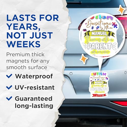 (2 Pack) Autism Parent Manual Magnets - Inspirational - Motivational Quote for Parents - 5" On Longest Side - for Cars, Fridges, Toolboxes - Made in USA - MAG6729