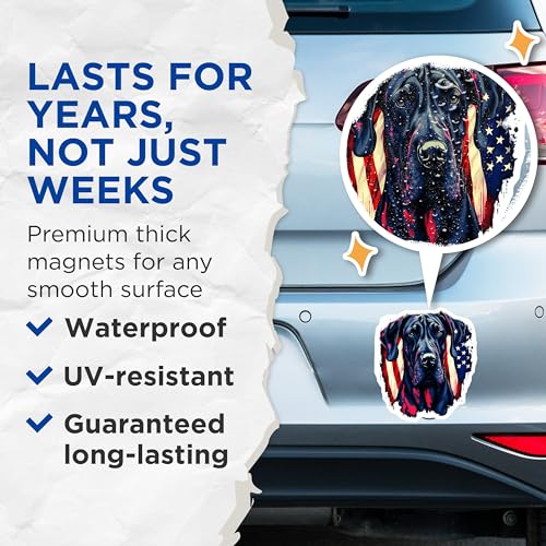 (2 Pack) Dog Lover Magnets - Patriotic Dog Magnets - American Flag Dog Magnets - 5" On Longest Side - for Cars, Refrigerators, Toolboxes, Lockers - Made in USA MAG3542