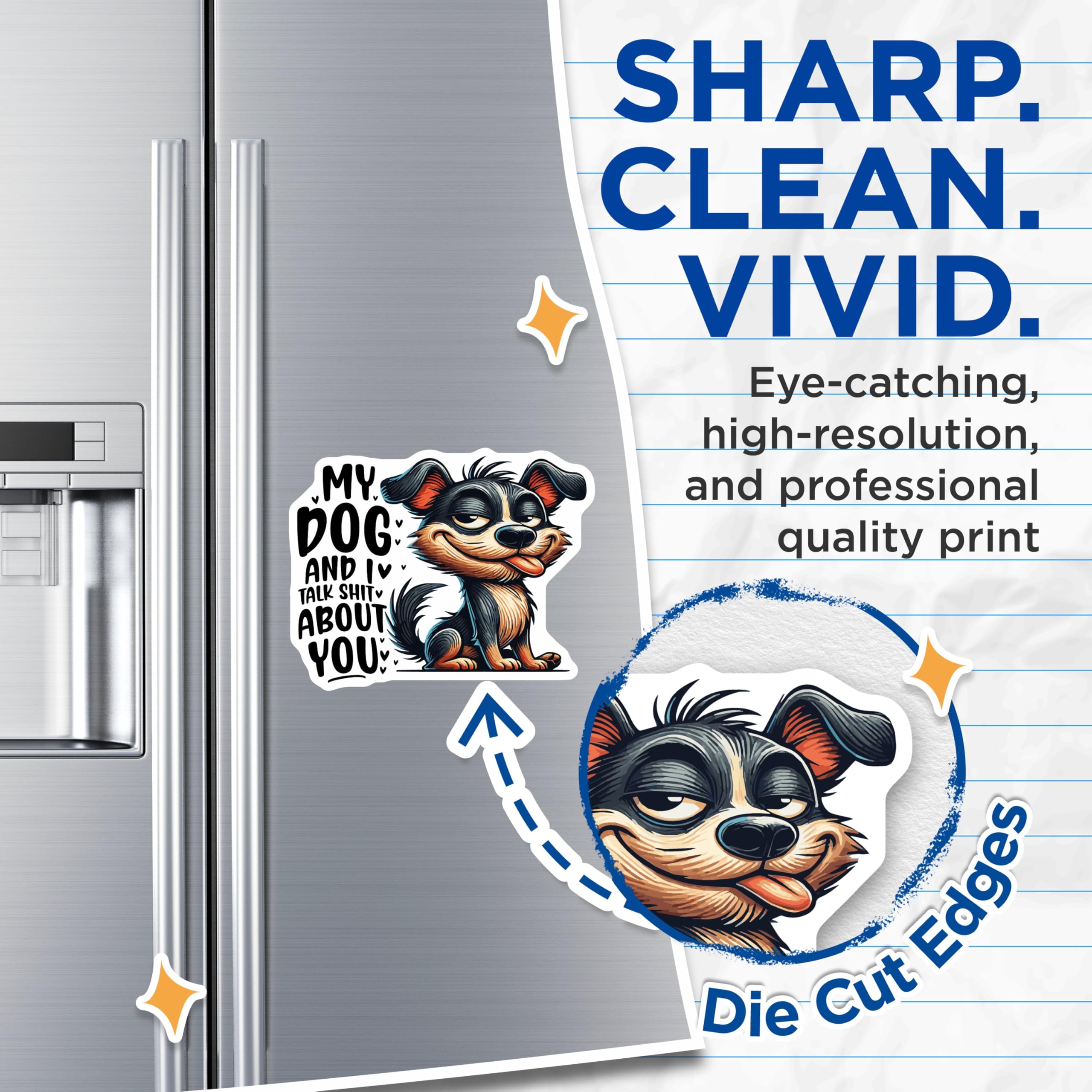 (2 Pack) Funny Dog Magnets - Sarcastic Dog - Snarky Canine Refrigerator Decor - 5" On Longest Side - Premium Magnet - for Cars, Refrigerators, Toolboxes, Lockers - Made in USA - MAG16221