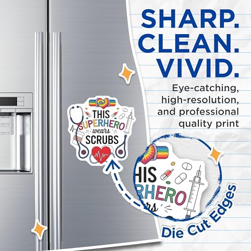 (2 Pack) This Superhero Wears Scrubs Magnets - Medical Professional Decor - Healthcare Hero - Nurse Practitioner - 5" On Longest Side - for Cars, Fridges, Toolboxes - Made in USA - MAG7203