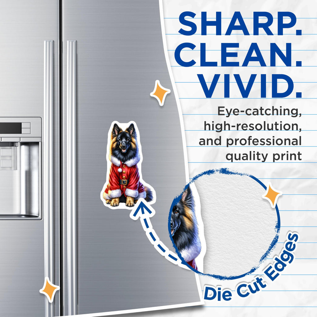 (2 Pack) German Shepherd Christmas Magnets - Santa Dog Holiday Decor - Pet Lover Present for Fridge - 5 Inches On Longest Side - Thick Durable Magnet - Made in USA - MAG30568