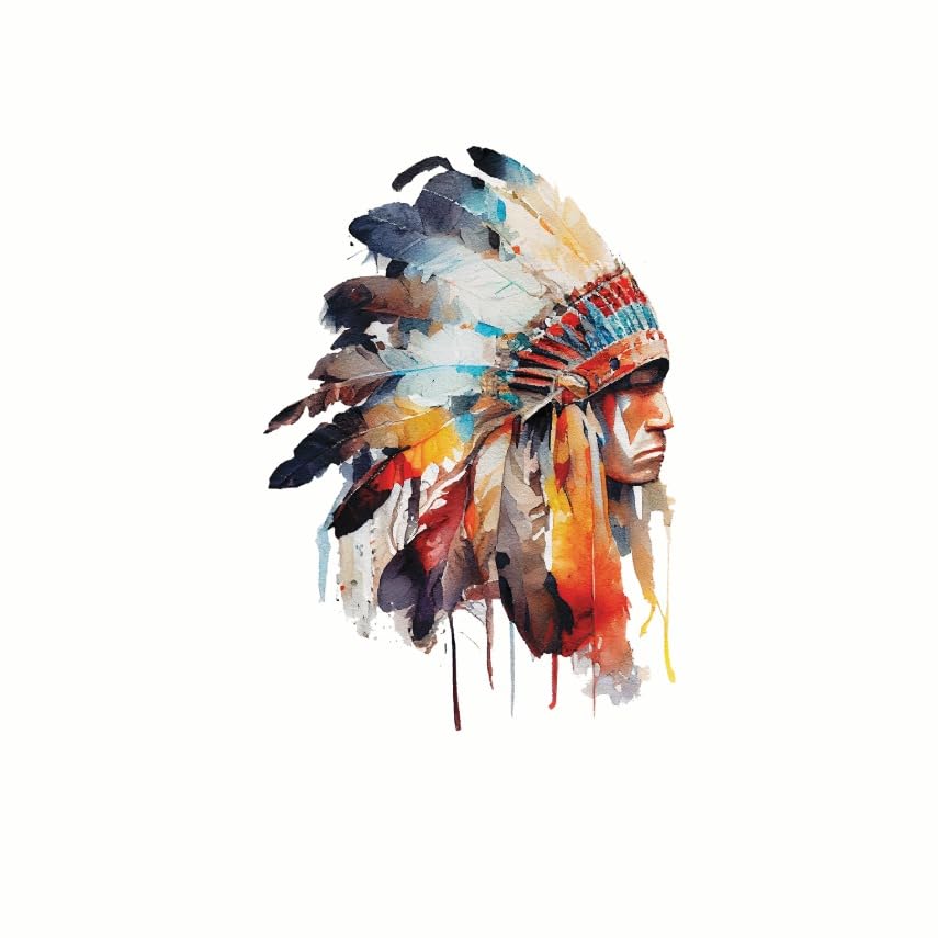 (3 Pack) Native American Decals - Laptop Stickers - Indigenous Headdress Decal - 3 Inches On Longest Side - Easy Peel & Apply - Made in USA - 3MCS7780