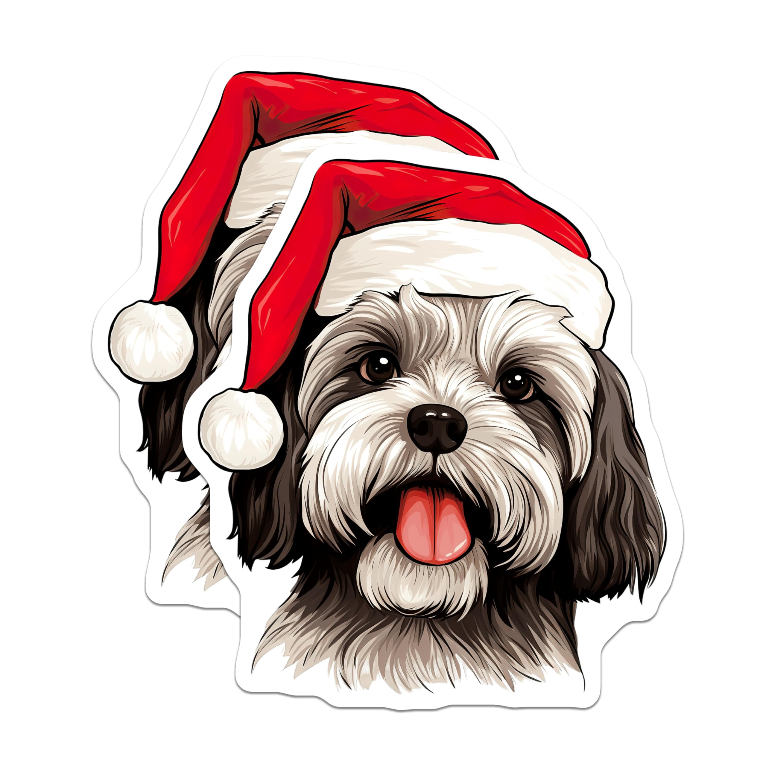 (2 Pack) Santa Hat Dog Magnets - Cute Christmas Puppy Pet Lover Decor - Holiday Refrigerator Magnet - 5 Inches On Longest Side - Thick Durable Magnet - Made in USA - MAG27627