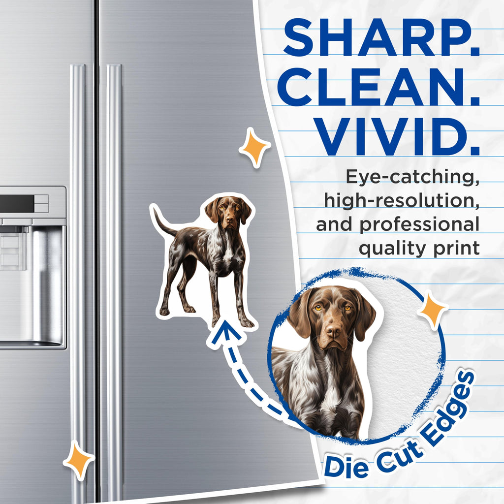 (2 Pack) German Shorthaired Pointer Magnets - GSP Dog Lover Decor - Hunting Dog Owner Refrigerator Accessory - 5 Inches On Longest Side - Thick Durable Magnet - Made in USA - MAG27766