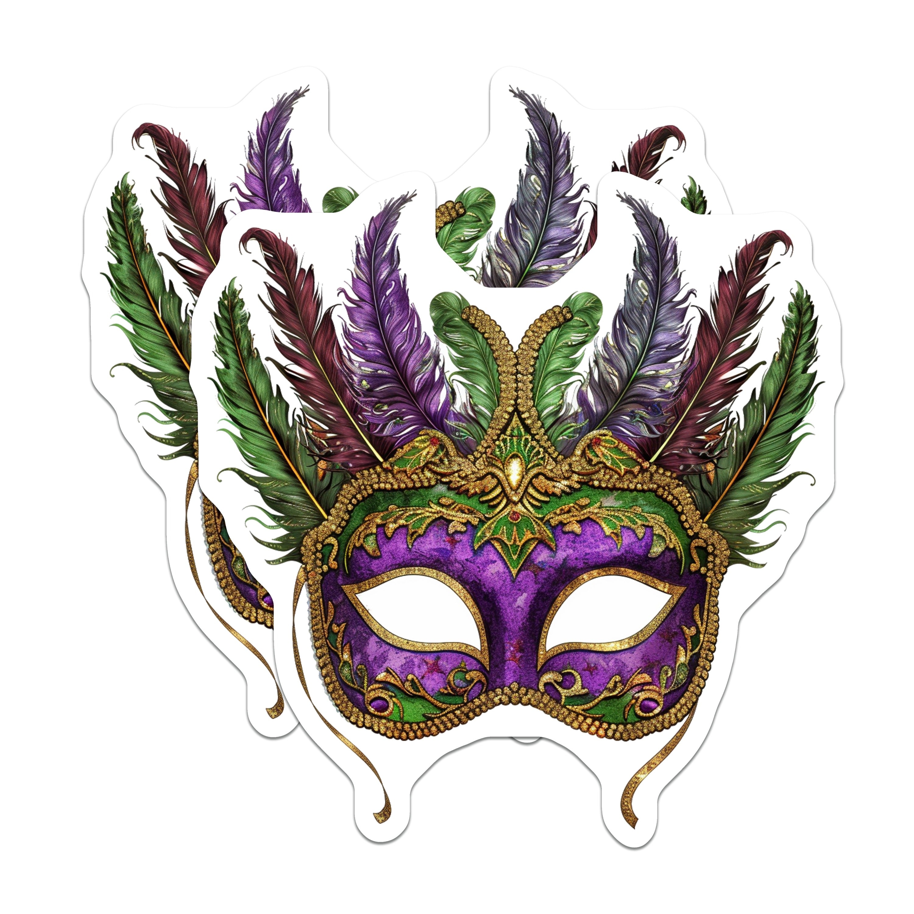 (2 Pack) Mardi Gras Mask Magnets - Venetian Carnival Decor - NOLA Celebration Souvenirs - 5 Inches On Longest Side - Thick Durable Magnet - Made in USA - MAG36509