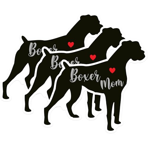 (3 Pack) Boxer Mom Decals - Dog Lover Decal - Pet Owner Decals - 3 Inches On Longest Side - Easy Peel & Apply - Made in USA - 3MCS1315