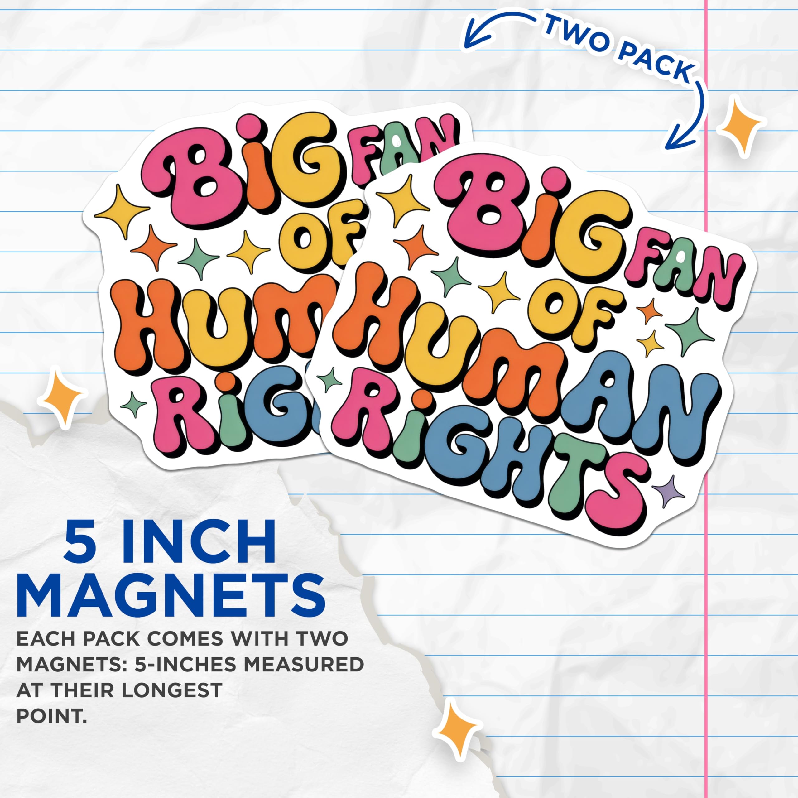 (2 Pack) Human Rights Magnets - Big Fan - Social Justice Decoration - 5" On Longest Side - Premium Magnet - for Cars, Refrigerators, Toolboxes, Lockers - Made in USA - MAG16205