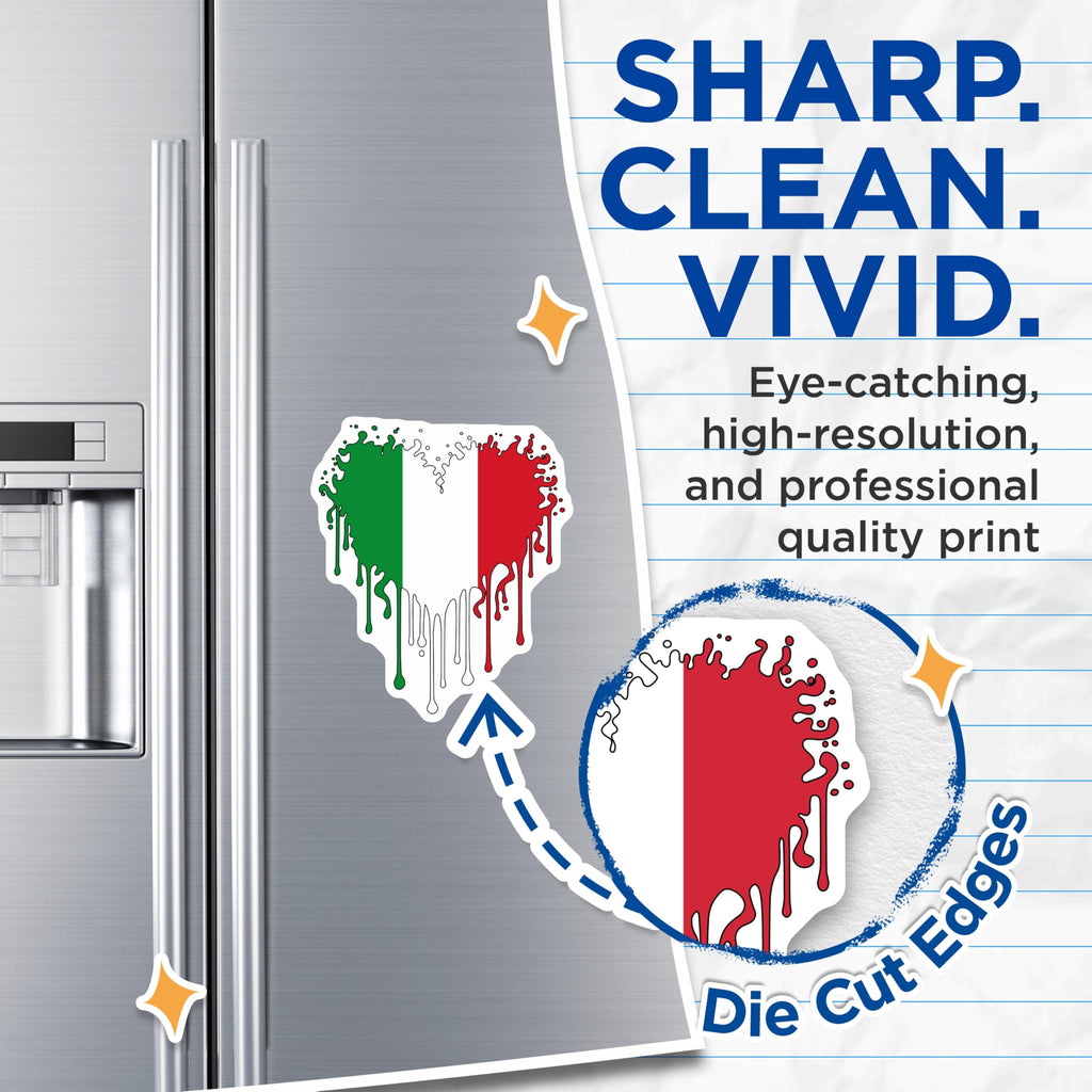 (2 Pack) Italian Flag Magnets - Heart Drip Design - Italy Pride Souvenir - 5" On Longest Side - Premium Magnet - for Cars, Refrigerators, Toolboxes, Lockers - Made in USA - MAG17265