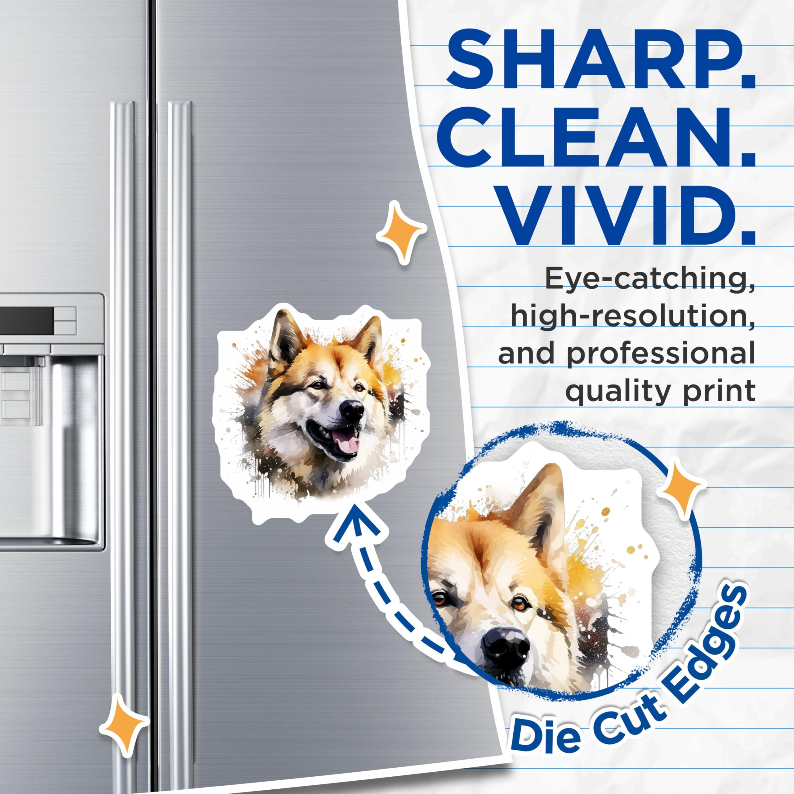 (2 Pack) Watercolor Dog Magnets - Shiba Inu Akita Art - Pet Lover Fridge Decor - 5 Inches On Longest Side - Thick Durable Magnet - Made in USA - MAG30536