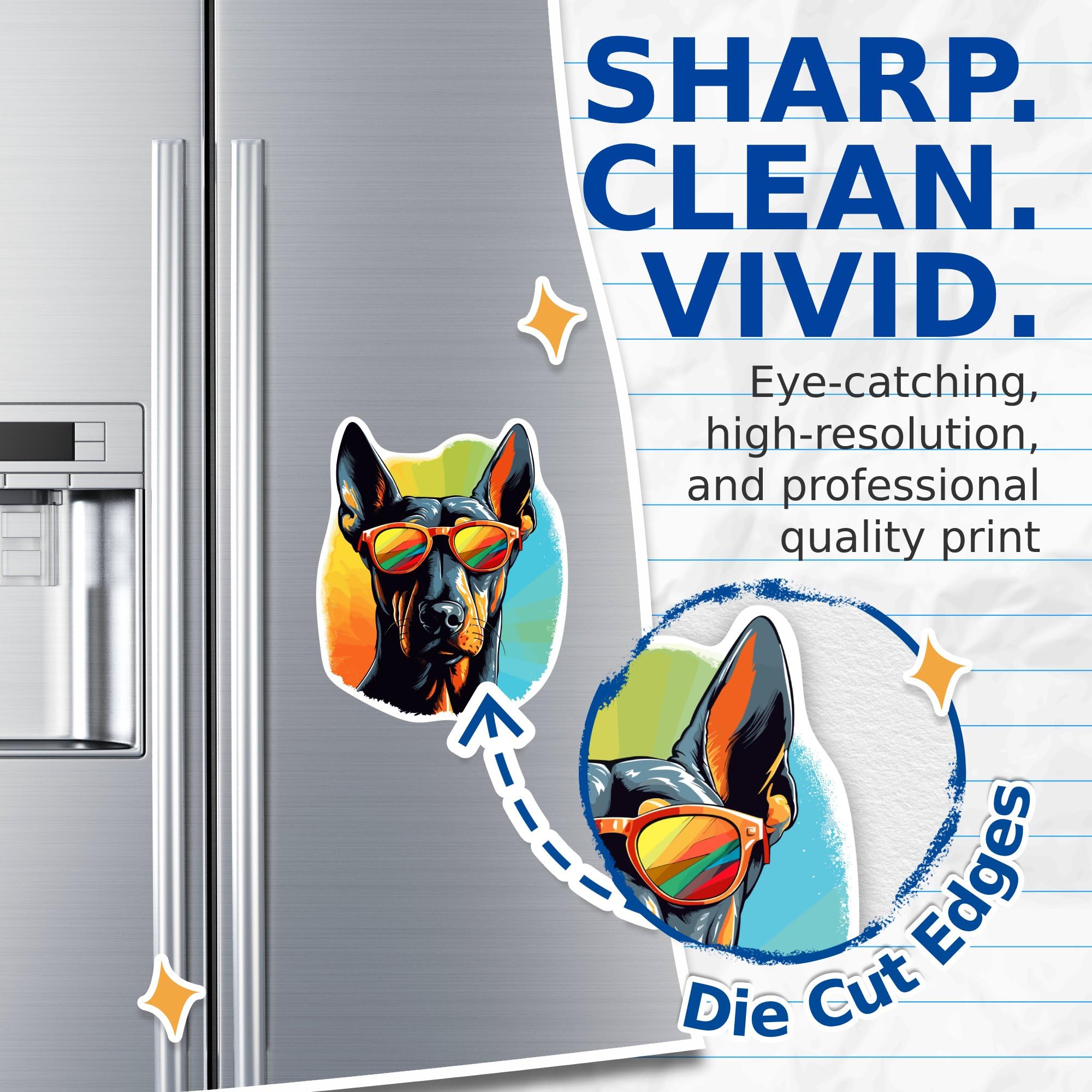 (2 Pack) Doberman Pinscher Dog Magnets - Doberman Pinscher with Sunglasses - Choose FromOver 100 Dog Breeds - 5" On Longest Side - Premium Magnet - Made in USA - MAG0346