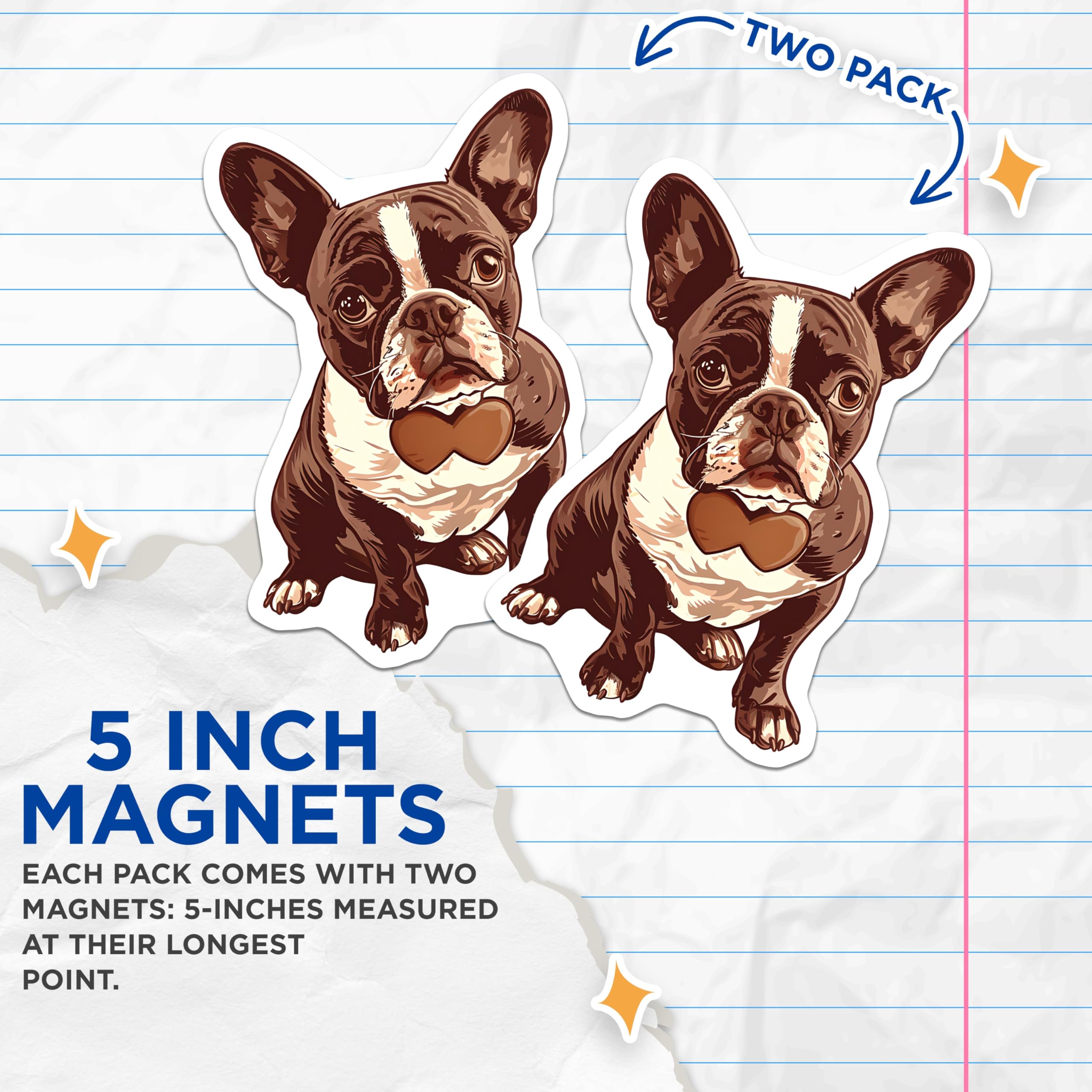 (2 Pack) French Bulldog Magnets - Dog Breed Art - Unique Pet Lover Decor - 5" On Longest Side - Premium Magnet - for Cars, Refrigerators, Toolboxes, Lockers - Made in USA - MAG17085