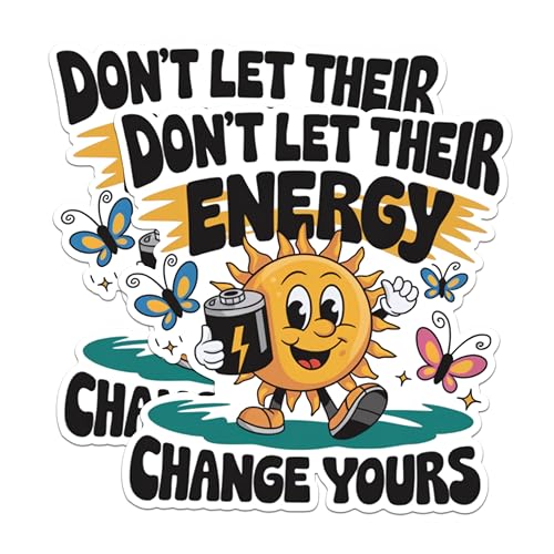(2 Pack) Positive Affirmation Stickers - Motivational Sun - Inspirational Quotes - 5" On Longest Side - Sticks to Any Smooth Flat Surface - Made in USA - BMCS2914