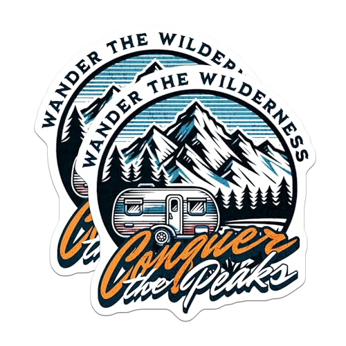 (2 Pack) Wander The Wilderness Magnets Magnets - Conquer The Peaks - Adventure Art - 5" On Longest Side - Made in USA - Sticks to Refrigerators & Metal Surfaces - MAG8639
