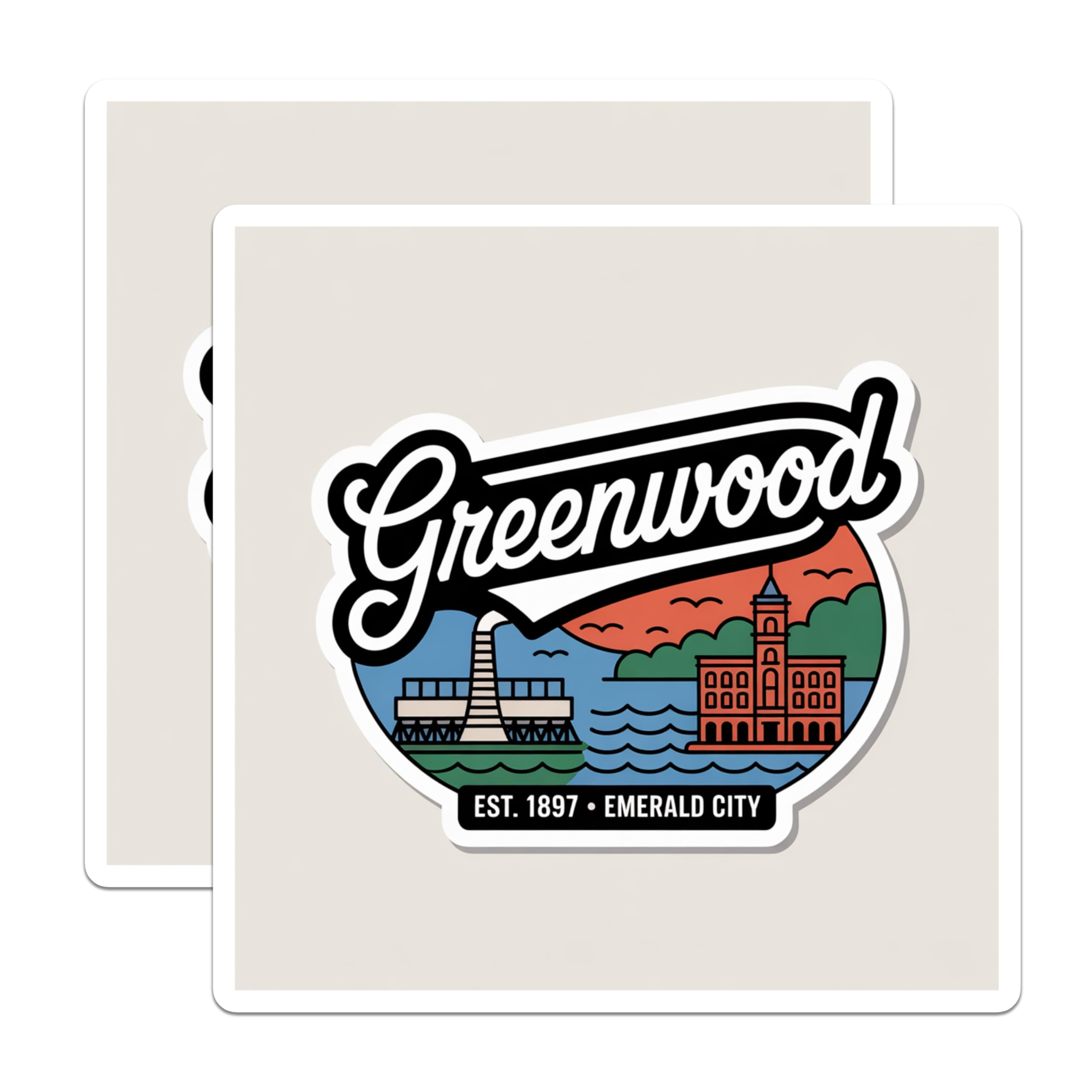 (2 Pack) Greenwood Magnets - Mississippi Souvenir - Emerald City Travel Fridge Decor - 5" On Longest Side - Premium Magnet - for Cars, Refrigerators, Toolboxes, Lockers - Made in USA - MAG17241