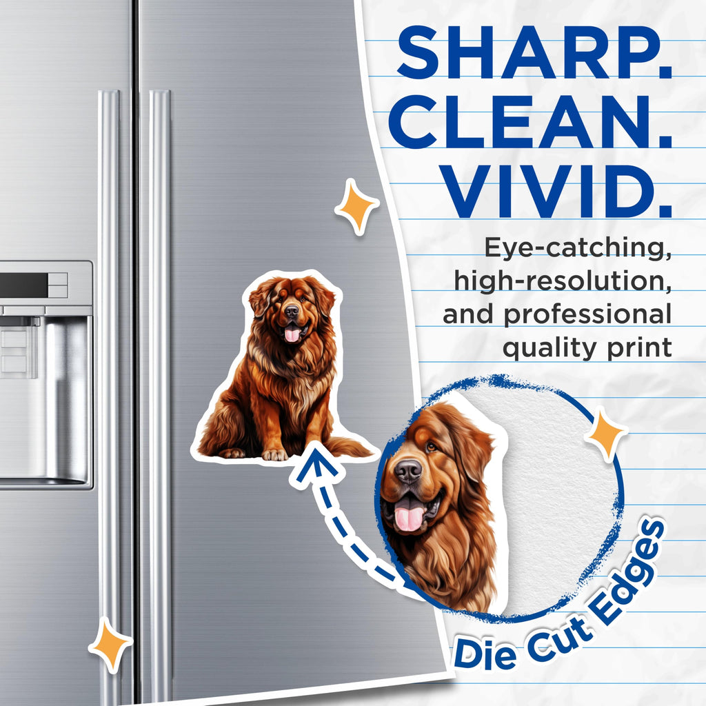 (2 Pack) Tibetan Mastiff Dog Magnets - Fluffy Pet Animal Art - Dog Mom Fridge Decoration - 5 Inches On Longest Side - Thick Durable Magnet - Made in USA - MAG26213