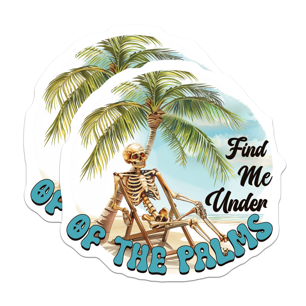 (2 Pack) Skeleton Palm Tree Magnets - Beach Vacation Decor - Funny Tropical Art - 5 Inches On Longest Side - Thick Durable Magnet - Made in USA - MAG39953