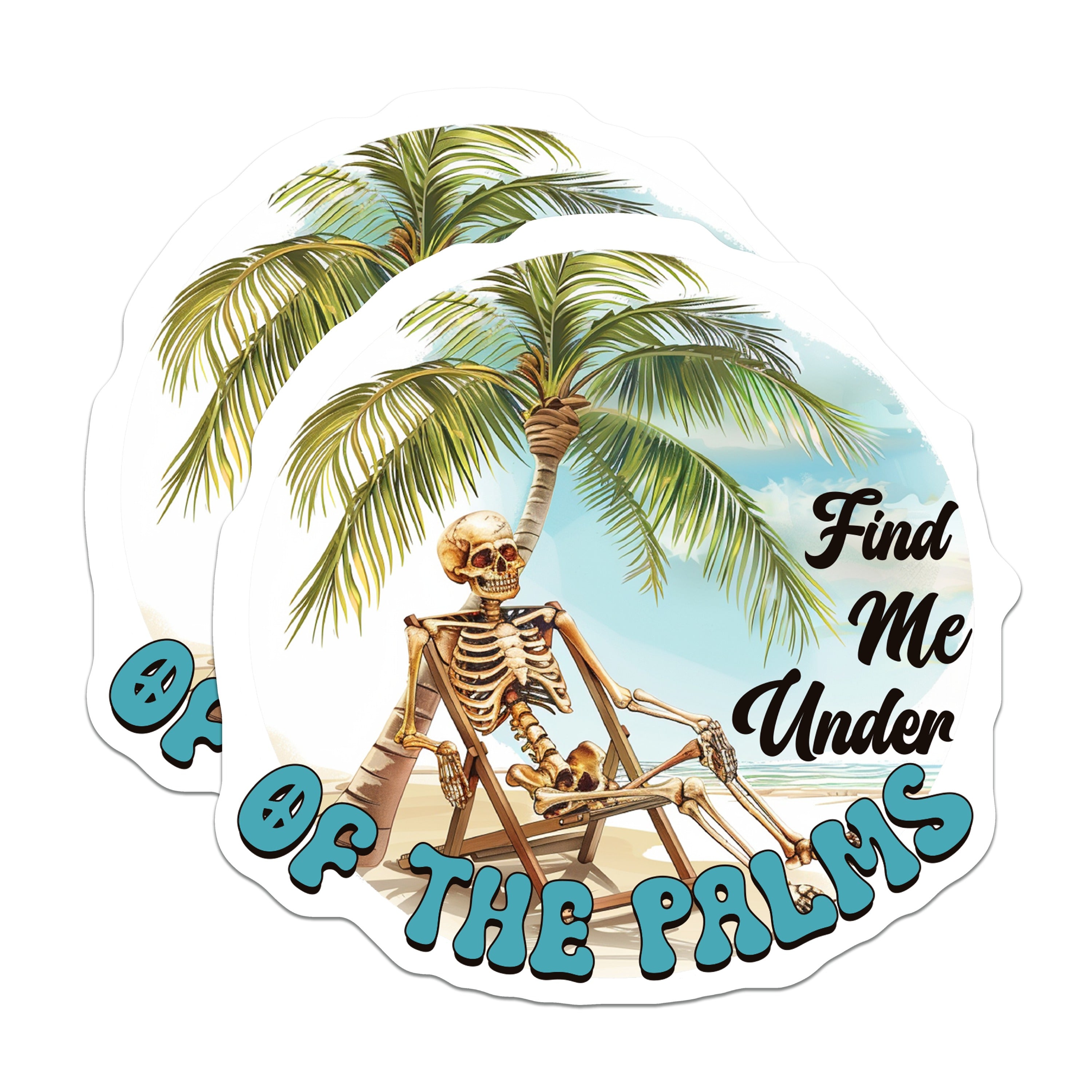 (2 Pack) Skeleton Palm Tree Magnets - Beach Vacation Decor - Funny Tropical Art - 5 Inches On Longest Side - Thick Durable Magnet - Made in USA - MAG39953