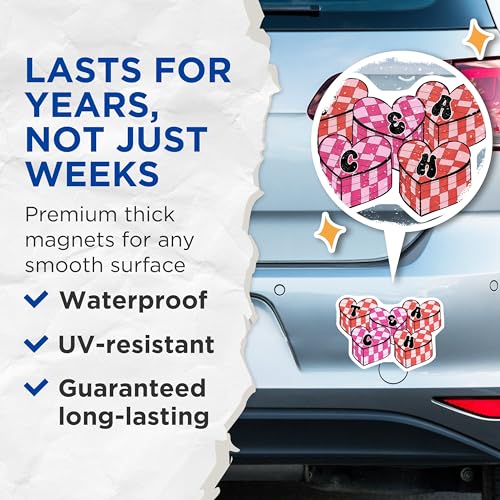 (2 Pack) Heart Shaped Alphabet Magnets - 5" On Longest Side - for Cars, Fridges, Toolboxes - Made in USA - MAG7661