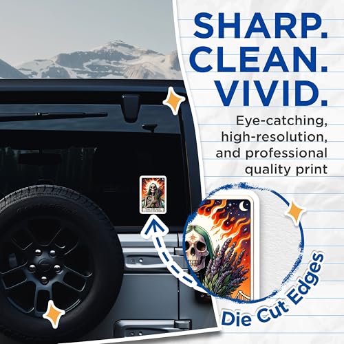 (2 Pack) Skeleton Sage Burn Stickers - Motivational Phrase Stickers - Inspirational Quote Decals - 5" On Longest Side - Sticks to Smooth Flat Surfaces - Made in USA - BMCS5287