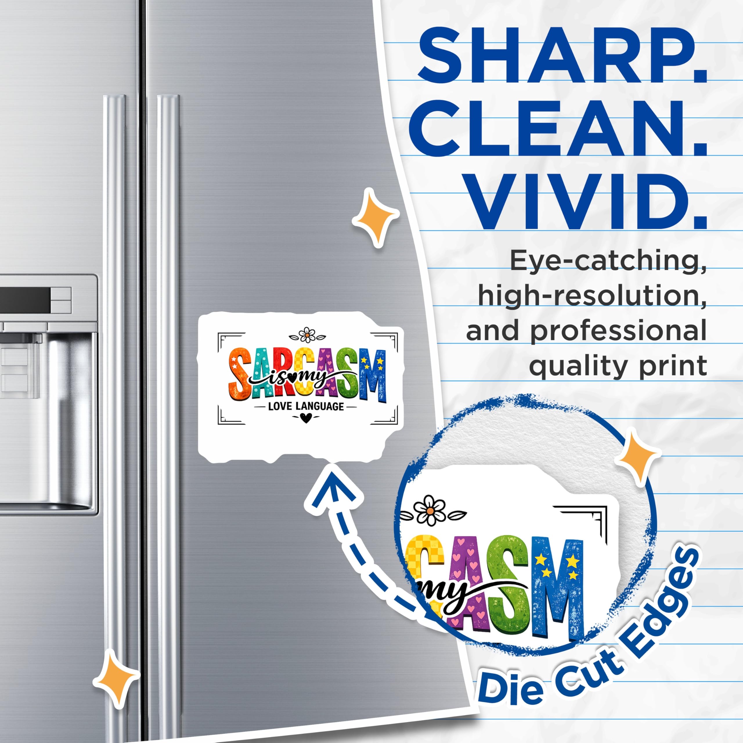 (2 Pack) Sarcasm Love Language Magnets - Funny Refrigerator Quote - Witty Kitchen Locker Decor - 5 Inches On Longest Side - Thick Durable Magnet - Made in USA - MAG20601