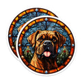 (2 Pack) Stained Glass Mastiff Magnets - Christmas Dog Decor - Pet Parent Holiday Art - 5 Inches On Longest Side - Thick Durable Magnet - Made in USA - MAG26136