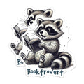 (2 Pack) Booktrovert Stickers - Cute Raccoon - Book Lover Sticker - Adorable Reading Raccoon - Bookworm Decor - 5" On Longest Side - Sticks to Smooth Flat Surfaces - Made in USA - BMCS6867