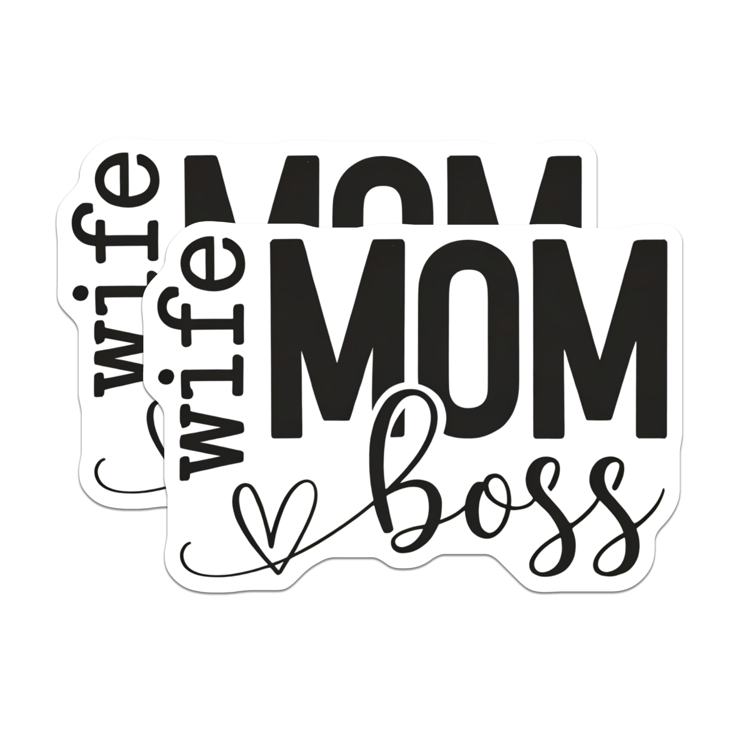 (2 Pack) Wife Mom Boss Magnets - Empowered Mother Quote - Modern Home Fridge Decor - Daily Inspiration - 5 Inches On Longest Side - Thick Durable Magnet - Made in USA - MAG20562