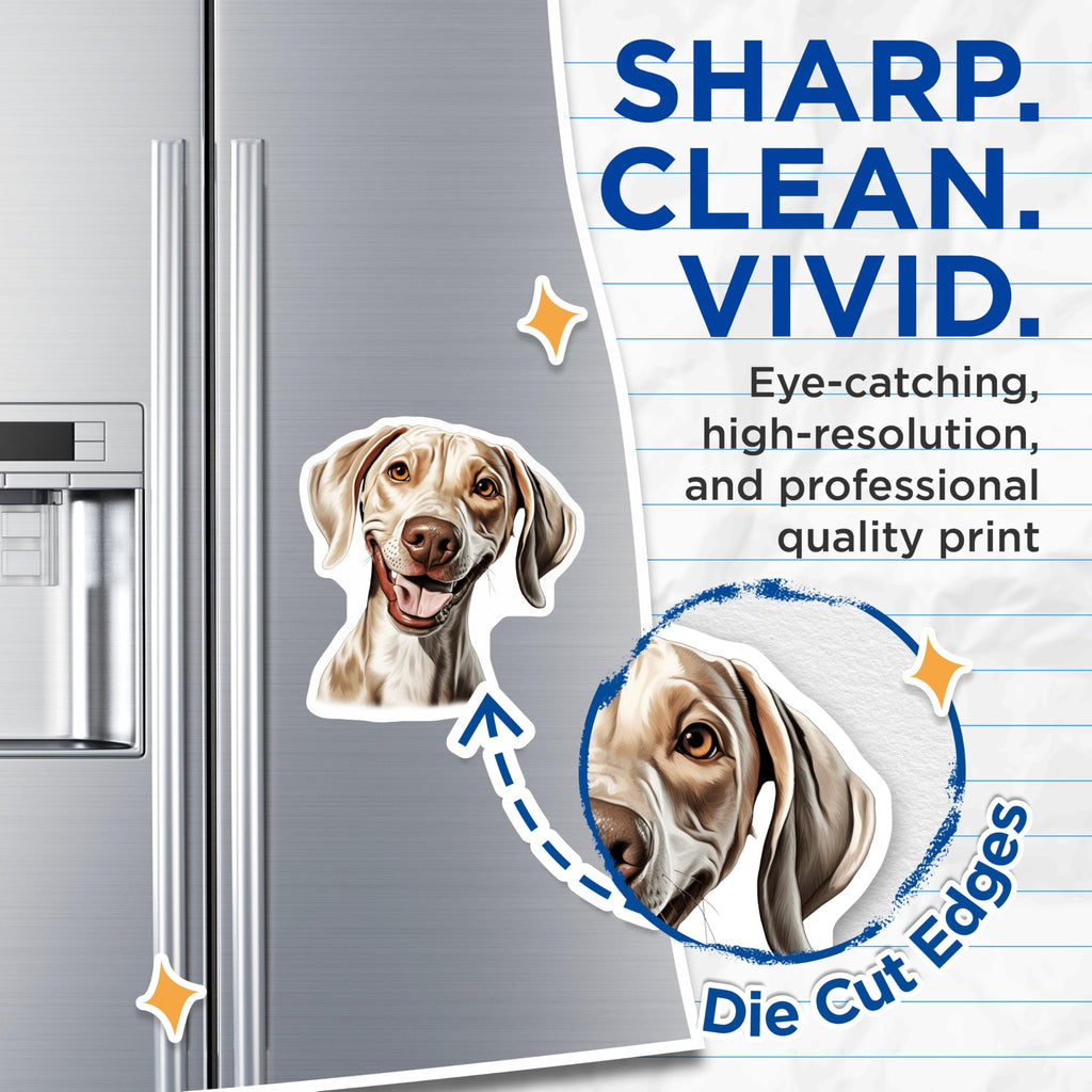 (2 Pack) Weimaraner Dog Magnets - Adorable Canine Face - Pet Lover Kitchen Decor Accent - 5 Inches On Longest Side - Thick Durable Magnet - Made in USA - MAG30375