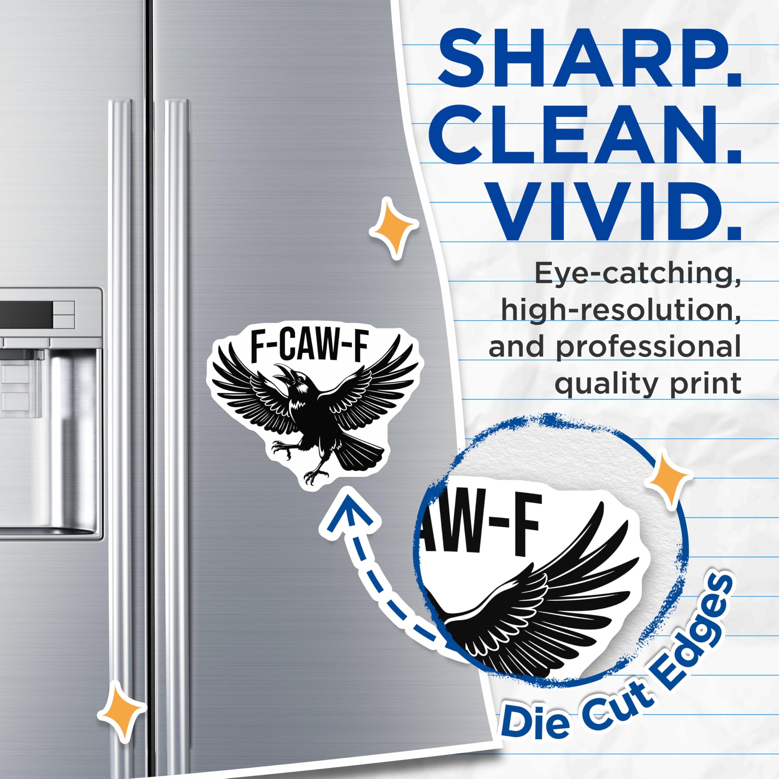 (2 Pack) Raven F-CAW-F Magnets - Flying Bird Magnet - Crow Emblem Magnets - 5" On Longest Side - Premium Magnet - for Cars, Refrigerators, Toolboxes, Lockers - Made in USA - MAG15239