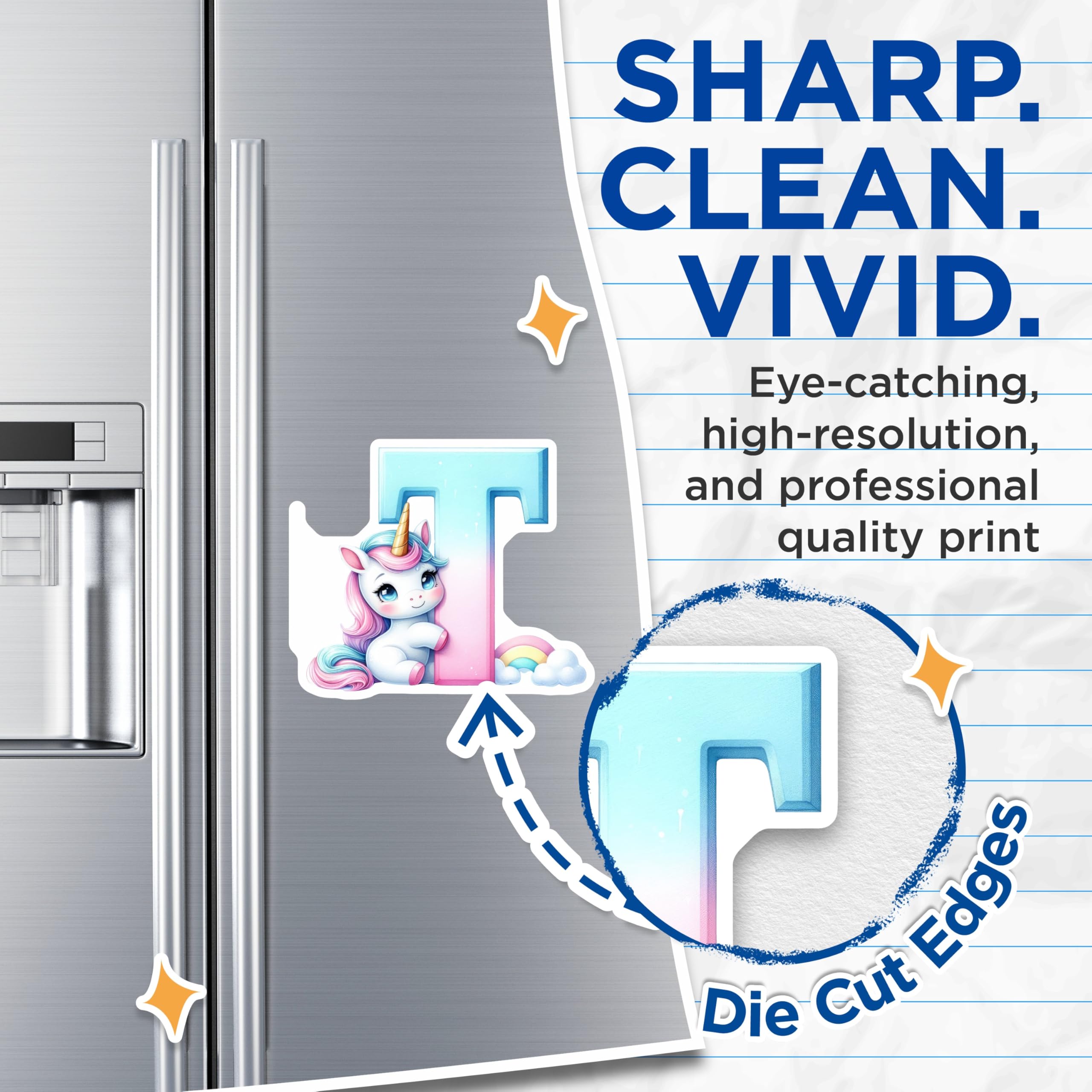 (2 Pack) Letter T Unicorn Magnets - Initial T Decor - Alphabet Fridge Magnets - 5" On Longest Side - Premium Magnet - for Cars, Refrigerators, Toolboxes, Lockers - Made in USA - MAG15277