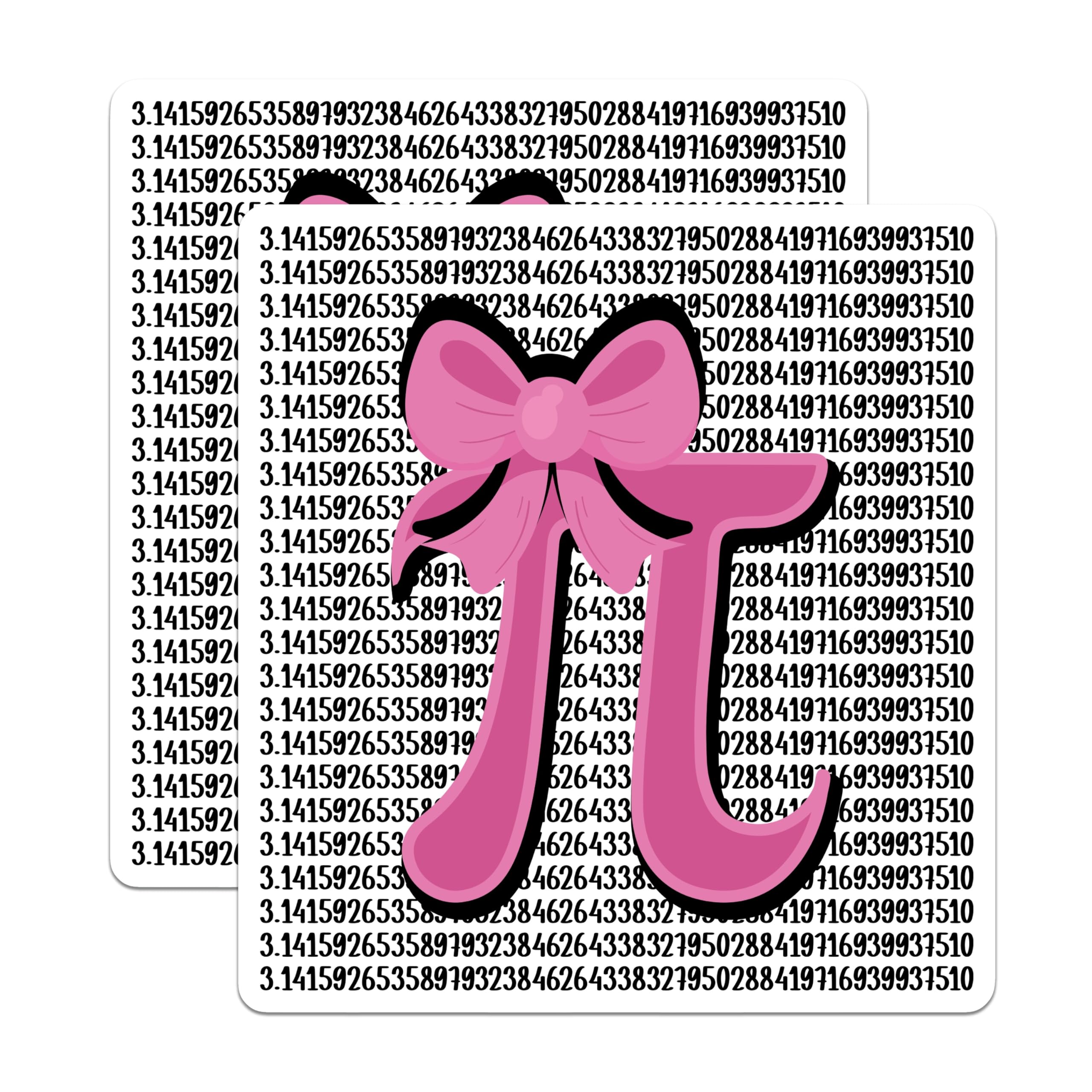 (2 Pack) Pi Day Magnets - Math Lover - Pink Bow - Nerd Decor - 5" On Longest Side - Premium Magnet - for Cars, Refrigerators, Toolboxes, Lockers - Made in USA - MAG16959
