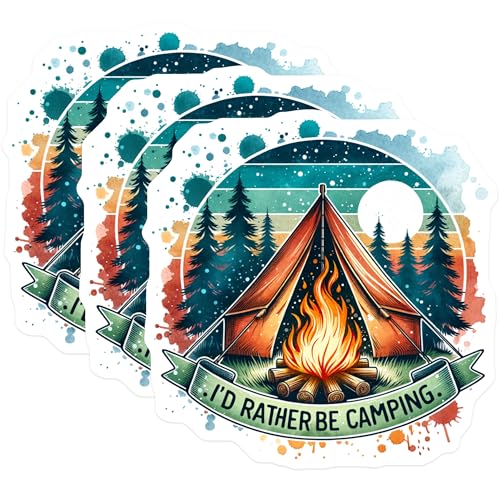 (3 Pack) Camping Decals - Laptop Decals - Outdoor Adventure Stickers- 3 Inches On Longest Side - Easy Peel & Apply - Made in USA - 3MCS5403