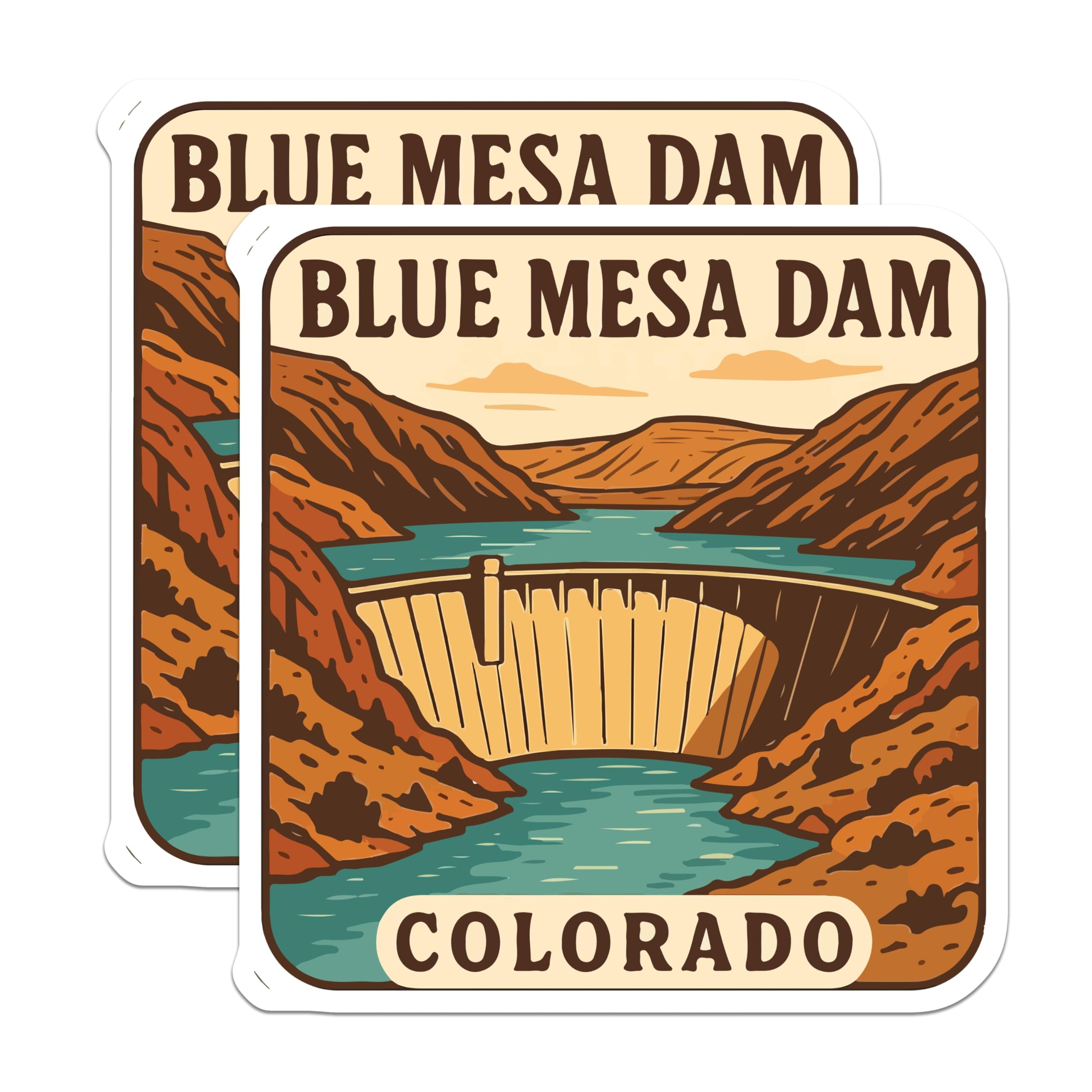 (2 Pack) Blue Mesa Dam Colorado Magnets - Iconic Scenic Reservoir Travel Souvenir - Southwestern Landscape Retro Decor - 5 Inches On Longest Side - Thick Durable Magnet - Made in USA - MAG19793