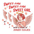 (3 Pack) Sweet Girl Anger Issues Decals - Angel Laptop Decal - Funny Sarcastic Decal - 3 Inches On Longest Side - Easy Peel & Apply - Made in USA - 3MCS4459