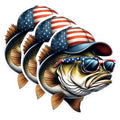 (3 Pack) American Bass Decals - Patriotic Fishing Stickers - USA Laptop Decal - 3 Inches On Longest Side - Easy Peel & Apply - Made in USA - 3MCS0250