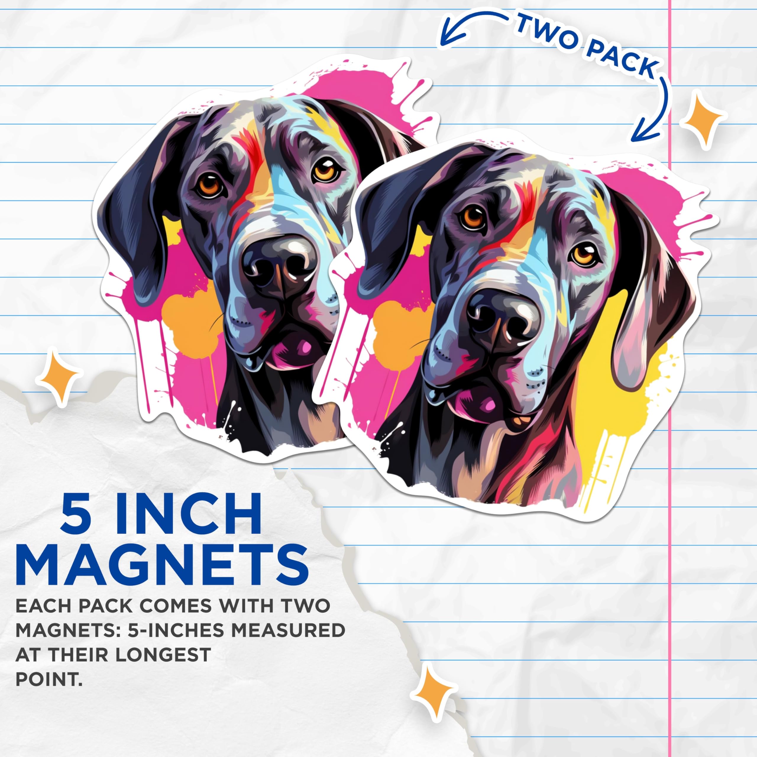 (2 Pack) Great Dane Dog Breed Magnets - 5 Inches On Longest Side - Choose from Over 100 Dog Breeds - for Cars, Refrigerators, Toolboxes - Made in USA - MAG1869