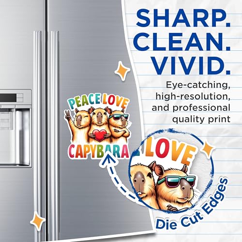 (2 Pack) Peace Love Capybara Magnets - Cute Animal Magnets - Fun Capybara Decor Magnets- 5" On Longest Side - for Fridges, Toolboxes, Cars - Made in USA - MAG2675