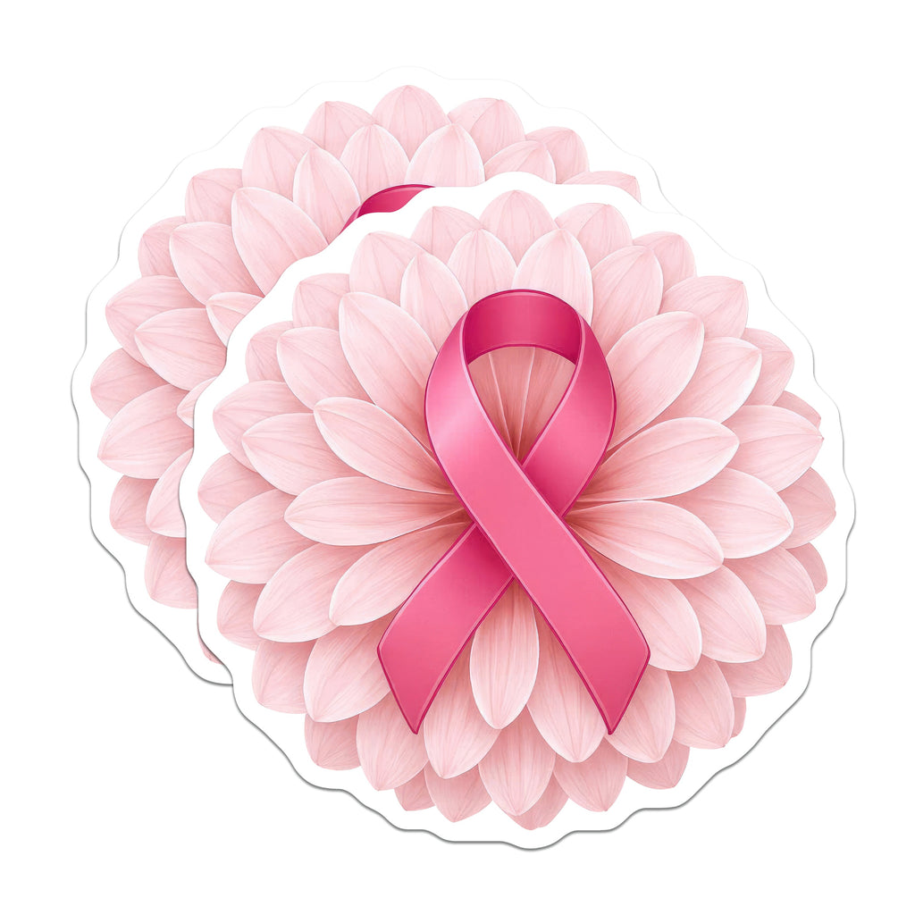 (2 Pack) Pink Ribbon Breast Cancer Awareness Magnets - Floral Support Magnet - Hope Symbol for Survivors & Fighters - 5 Inches On Longest Side - Thick Durable Magnet - Made in USA - MAG39448