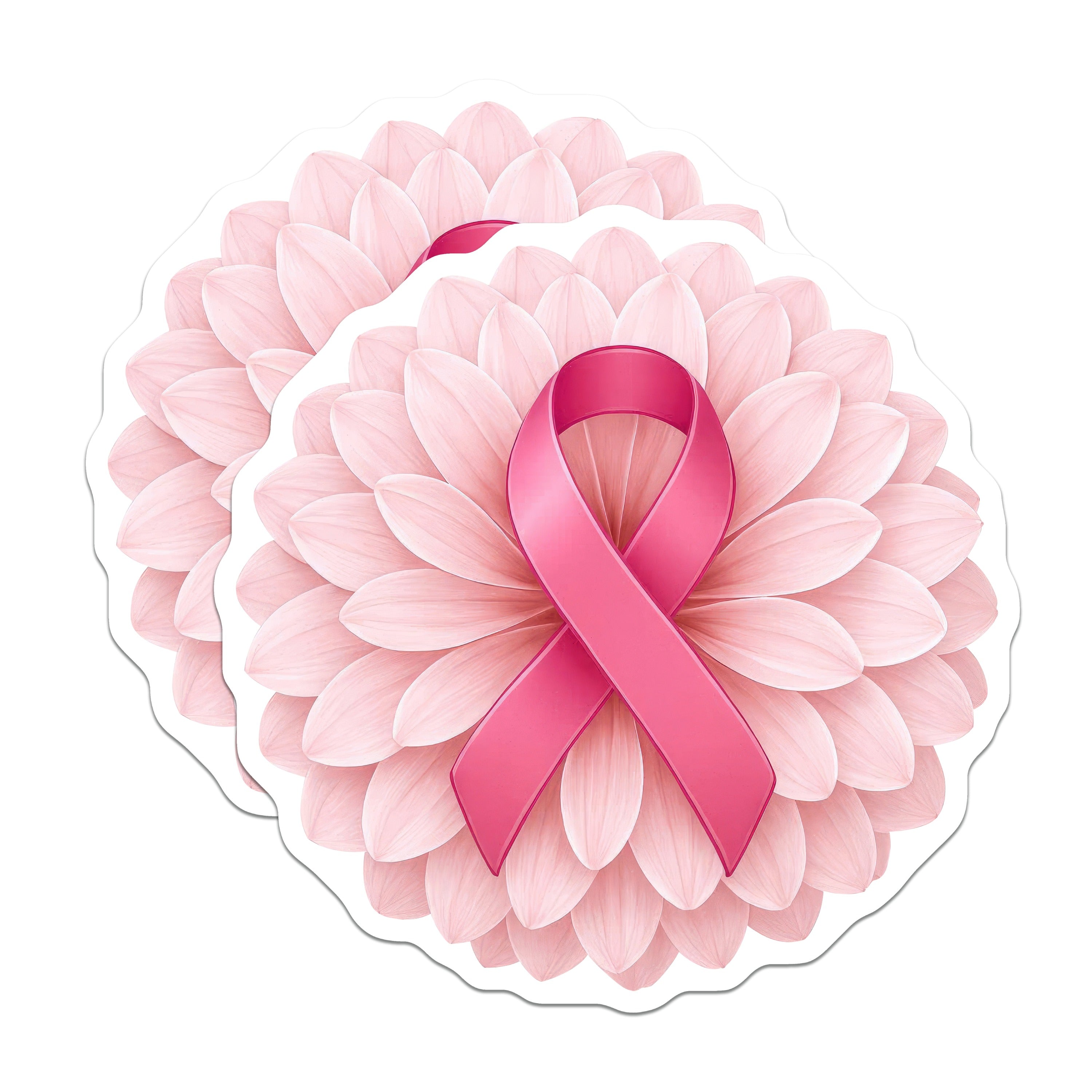 (2 Pack) Pink Ribbon Breast Cancer Awareness Magnets - Floral Support Magnet - Hope Symbol for Survivors & Fighters - 5 Inches On Longest Side - Thick Durable Magnet - Made in USA - MAG39448