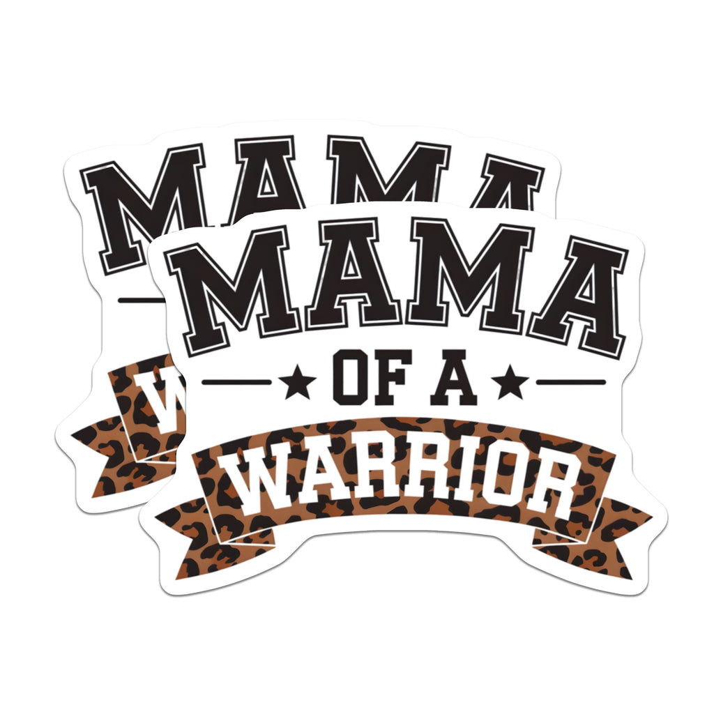 (2 Pack) Mama Warrior Magnets - Leopard Print Mom Life - Strong Motherhood Journey Support - 5 Inches On Longest Side - Thick Durable Magnet - Made in USA - MAG36186