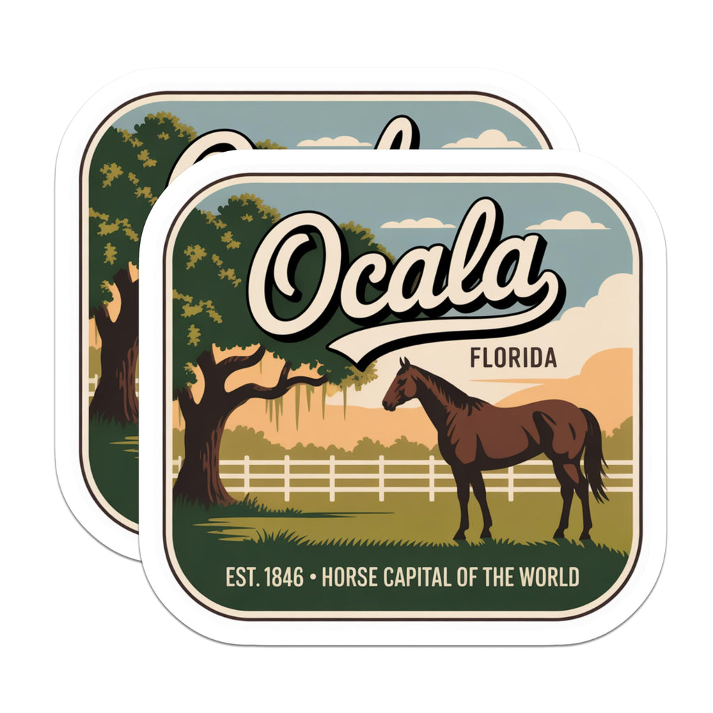 (2 Pack) Ocala Florida Magnets - Horse Capital of The World - Fridge Decor - 5" On Longest Side - Premium Magnet - for Cars, Refrigerators, Toolboxes, Lockers - Made in USA - MAG18753