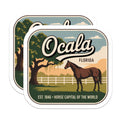 (2 Pack) Ocala Florida Magnets - Horse Capital of The World - Fridge Decor - 5" On Longest Side - Premium Magnet - for Cars, Refrigerators, Toolboxes, Lockers - Made in USA - MAG18753