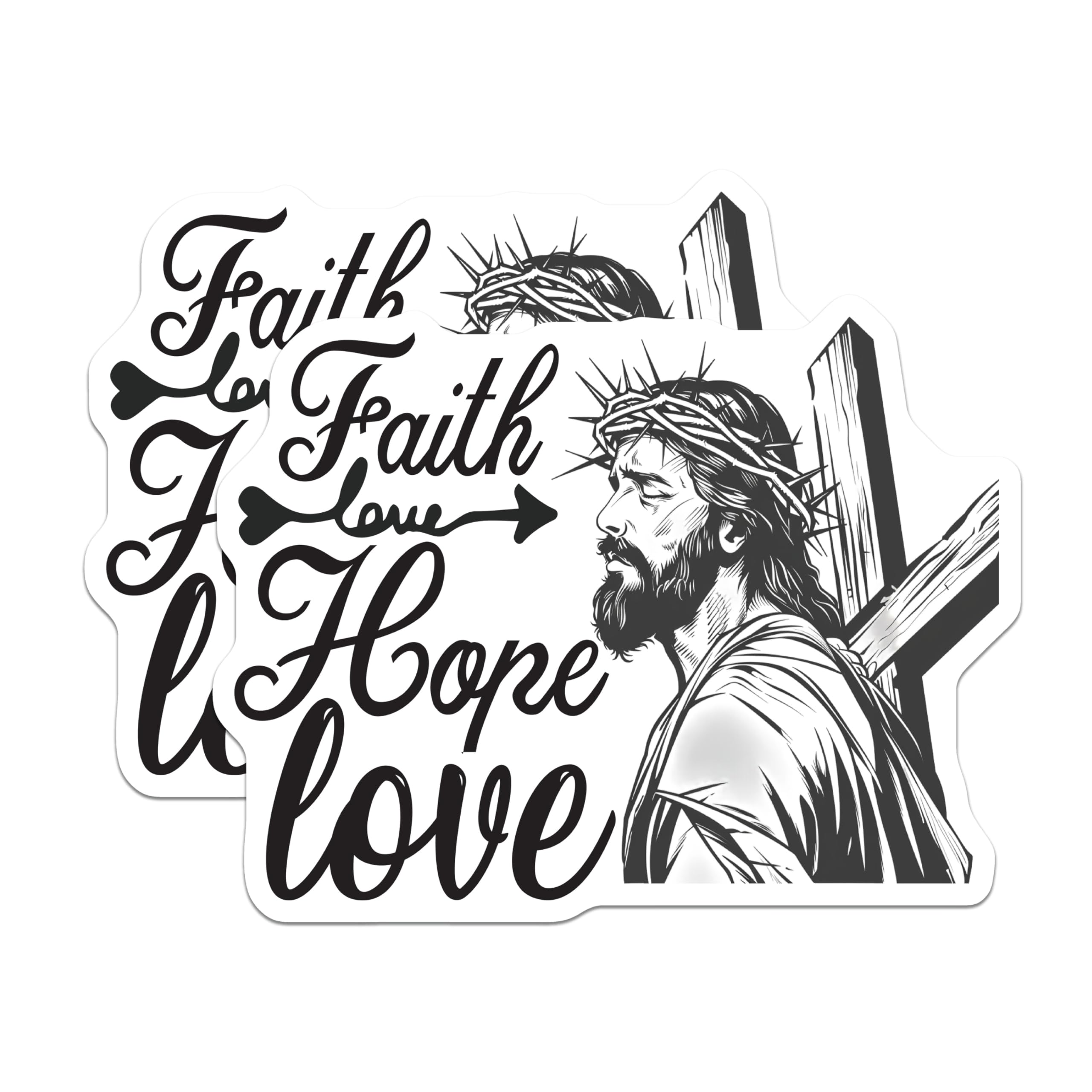 (2 Pack) Jesus Faith Hope Love Magnets - Christian Decor - Religious Art Fridge Decor - 5" On Longest Side - Premium Magnet - for Cars, Refrigerators, Toolboxes, Lockers - Made in USA - MAG16849
