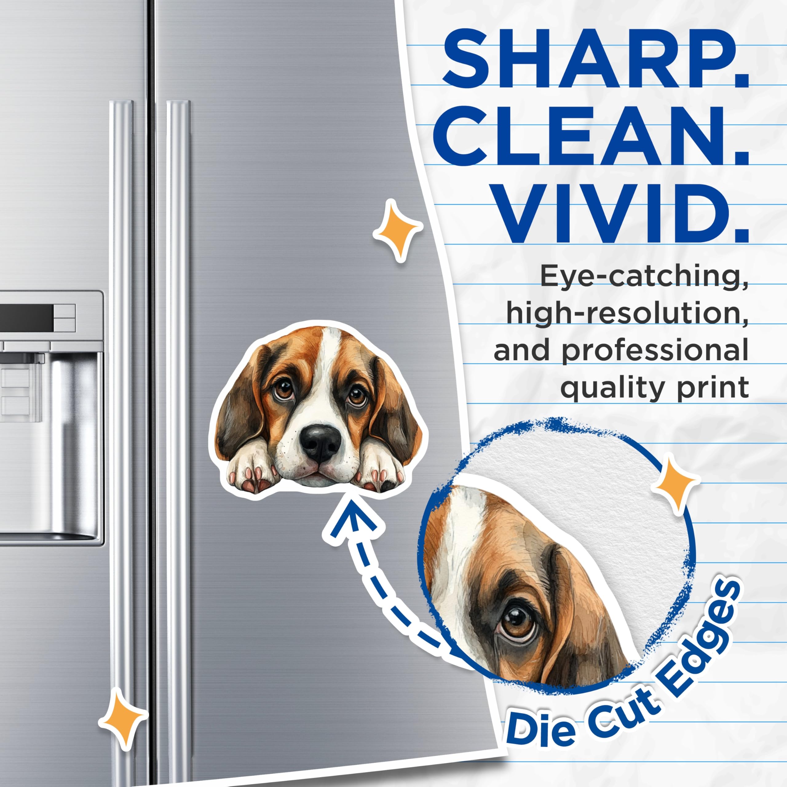 (2 Pack) Beagle Dog Magnets - Cute Puppy Art - Fridge Home Decor - 5" On Longest Side - Premium Magnet - for Cars, Refrigerators, Toolboxes, Lockers - Made in USA - MAG14907