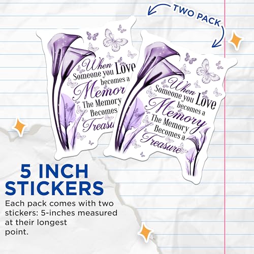 (2 Pack) Inspirational Memory Stickers - 5" On Longest Side - Sticks to Smooth Flat Surfaces - Made in USA - BMCS6129