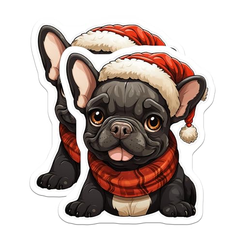 (2 Pack) French Bulldog Christmas Magnets - Holiday - Cute Dog Magnets - Christmas Dog ation - 5" On Longest Side - for Cars, Fridges, Toolboxes - Made in USA - MAG3935