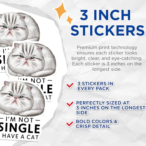 (3 Pack) Cat Lover Decals - Funny Pet Decal - I Have A Cat Decal - 3 Inches On Longest Side - Easy Peel & Apply - Made in USA - 3MCS2239