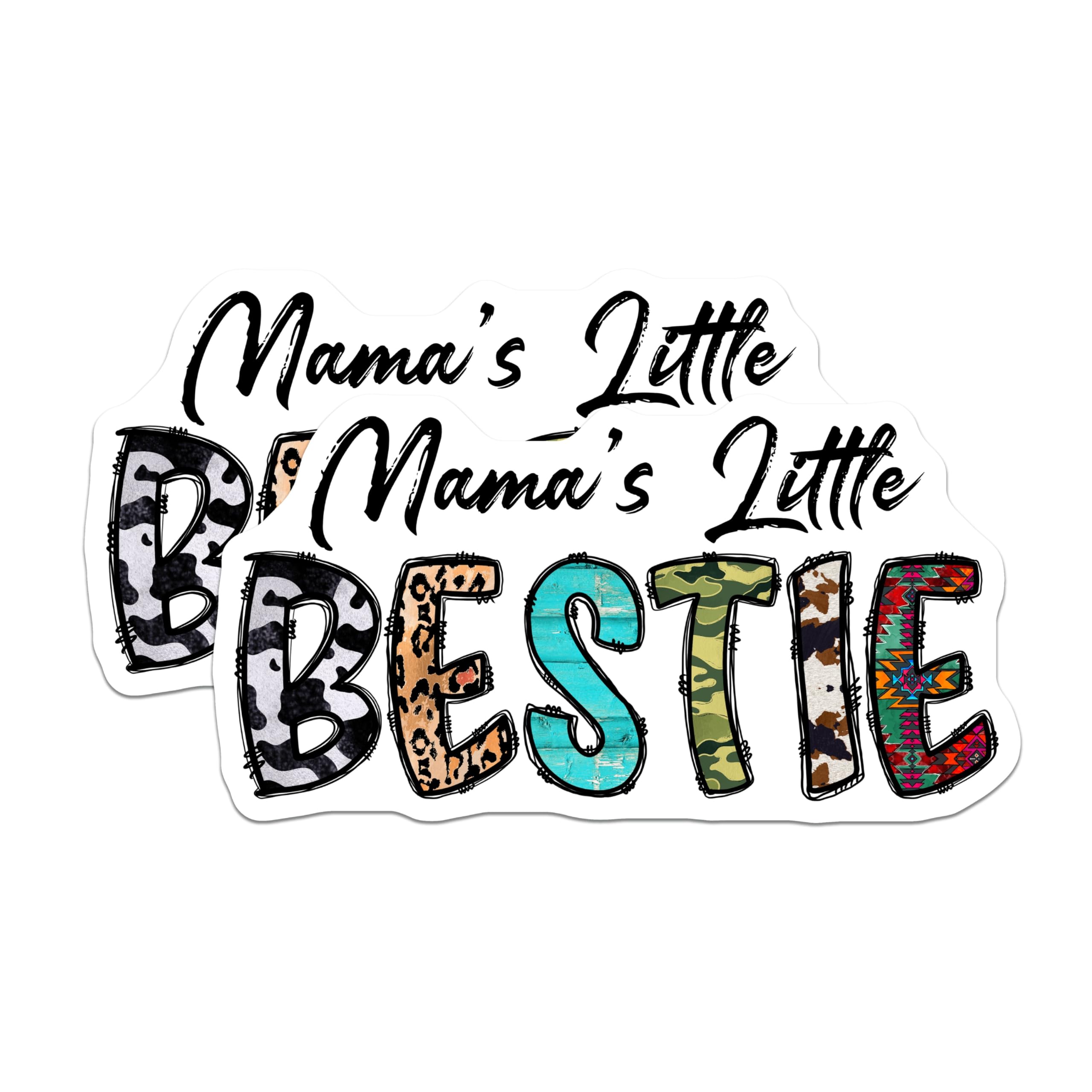 (2 Pack) Mamas Little Bestie Magnets - Mom Daughter Decor - Boho Leopard Cow Print Camo - 5 Inches On Longest Side - Thick Durable Magnet - Made in USA - MAG23915