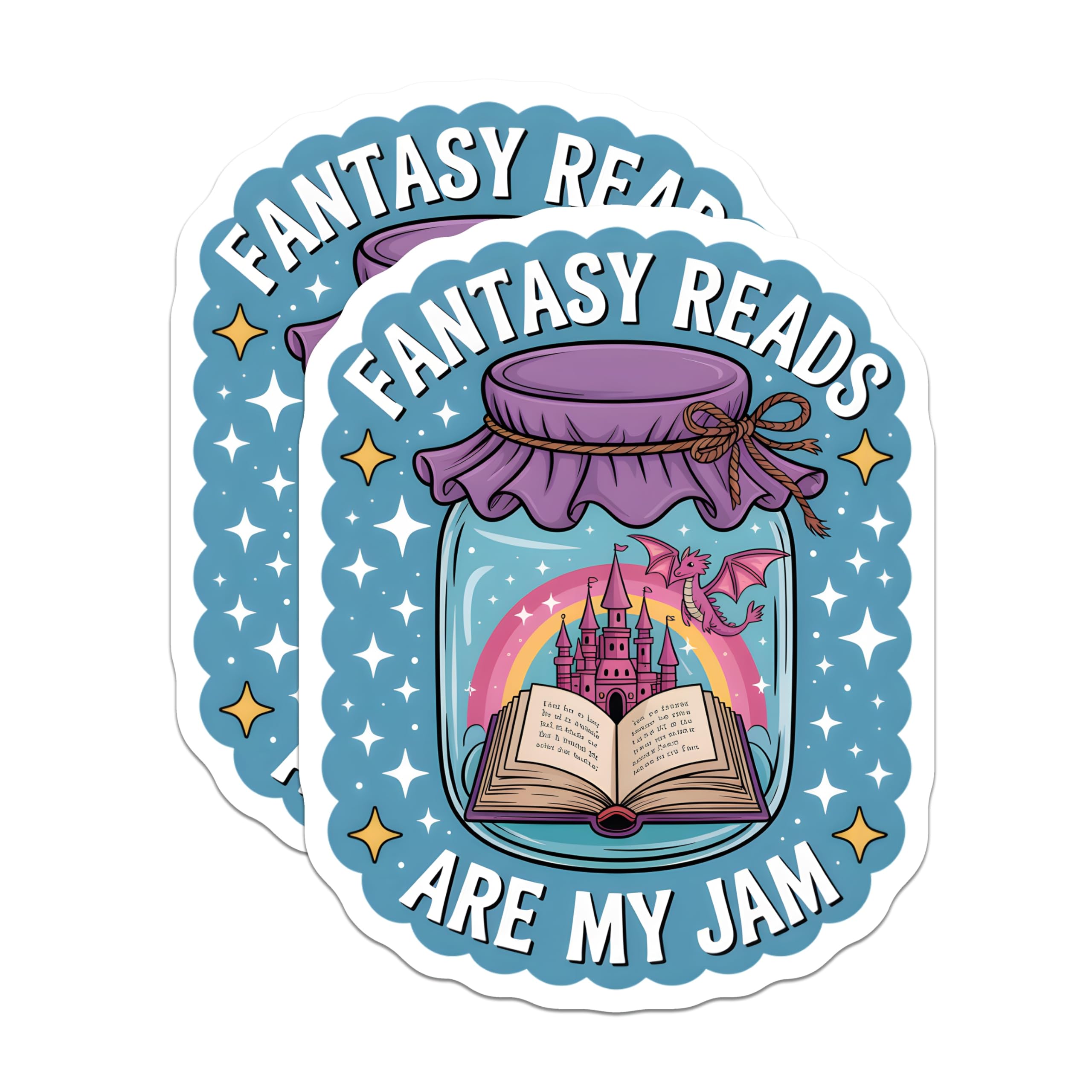 (2 Pack) Fantasy Reads are My Jam Magnets - Book Lover Refrigerator Art - Dragon Castle Magic Reader Decor for Bookworms - 5 Inches On Longest Side - Thick Durable Magnet - Made in USA - MAG20554