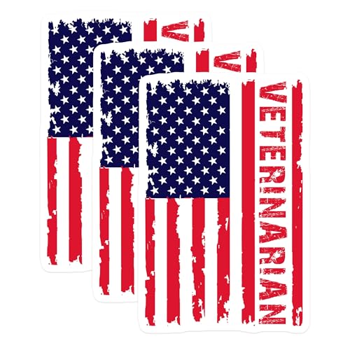 (3 Pack) Veterinarian American Flag Decals - Patriotic Vet Decals - Laptop Car Decals - 3 Inches On Longest Side - Easy Peel & Apply - Made in USA - 3MCS4312
